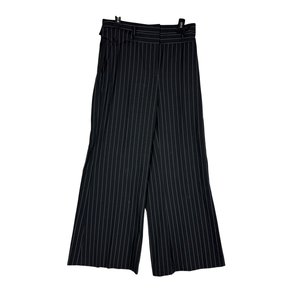 Nine West Pants Womens 8‎ Black Pinstripe Wide Leg Dress Twill Stretch Career